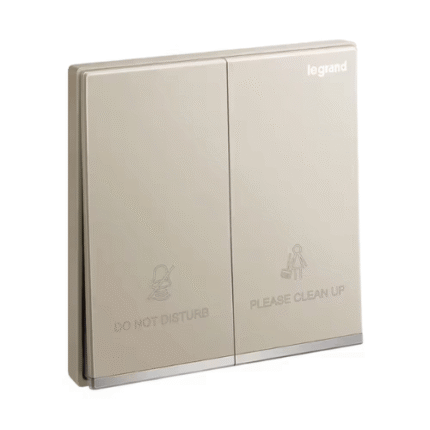 Legrand Galion 2-Gang DND/CUR Room Switch, Do-Not-Disturb / Make-Up-Room, Suitable for Hotels - Champagne