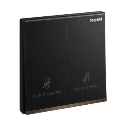 Legrand Galion 2-Gang DND/CUR Room Switch, Do-Not-Disturb / Make-Up-Room, Suitable for Hotels - Black