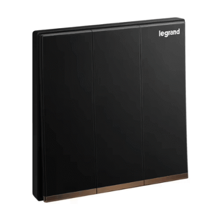 Legrand Galion 3-Gang 1-Way 16AX Switch, Triple Single-Point Control, Suitable for Home & Office - Black
