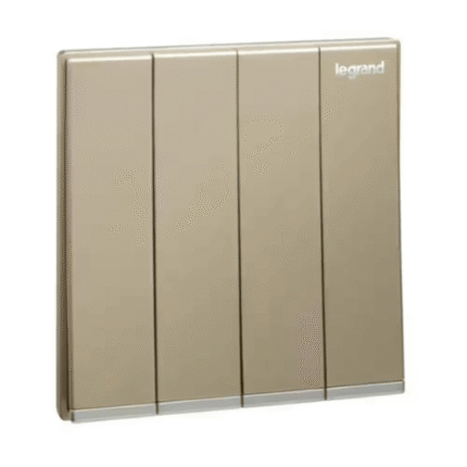 Legrand Galion 4-Gang 1-Way 16AX Switch, Quad Single-Point Control, Suitable for Home & Office - Champagne