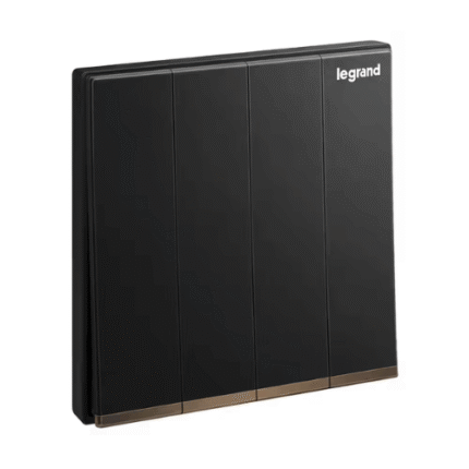 Legrand Galion 4-Gang 2-Way 16AX Switch, Quad Two-Point Control, Suitable for Home & Office - Black