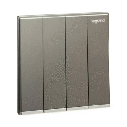 Legrand Galion 4-Gang 1-Way 16AX Switch, Quad Single-Point Control, Suitable for Home & Office - Dark Silver
