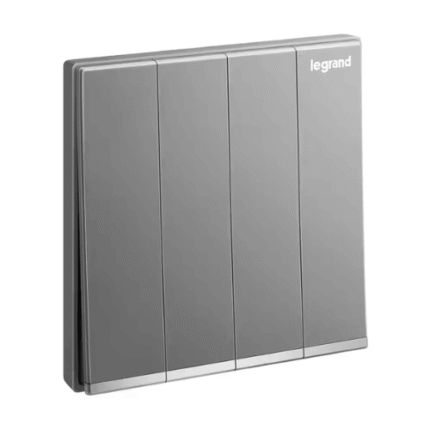 Legrand Galion 4-Gang 2-Way 16AX Switch, Quad Two-Point Control, Suitable for Home & Office - Dark Silver