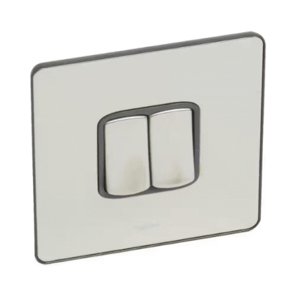 Legrand Synergy Sleek 2-Gang 2-Way 20AX Switch, Dual Circuits, Two Locations, Suitable for Home & Office – Brushed Stainless