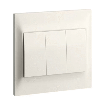 Legrand Belanko S 3-Gang 1-Way 16AX Switch, Triple Circuits, Single Locations, Suitable for Home & Office – Ivory