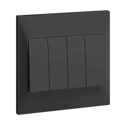 Legrand Belanko S 4-Gang 1-Way 16AX Switch, Quad Single-Point Control, Suitable for Modern Interior – Anthracite