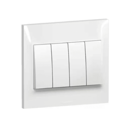 Legrand Belanko S 4-Gang 2-Way 16AX Switch, Quad Two-Point Control, Suitable for Modern Interior – White