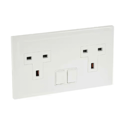 Legrand Belanko 13A Double Switched Socket 6×3, Twin Outlets, Durable Plate, Reliable Action